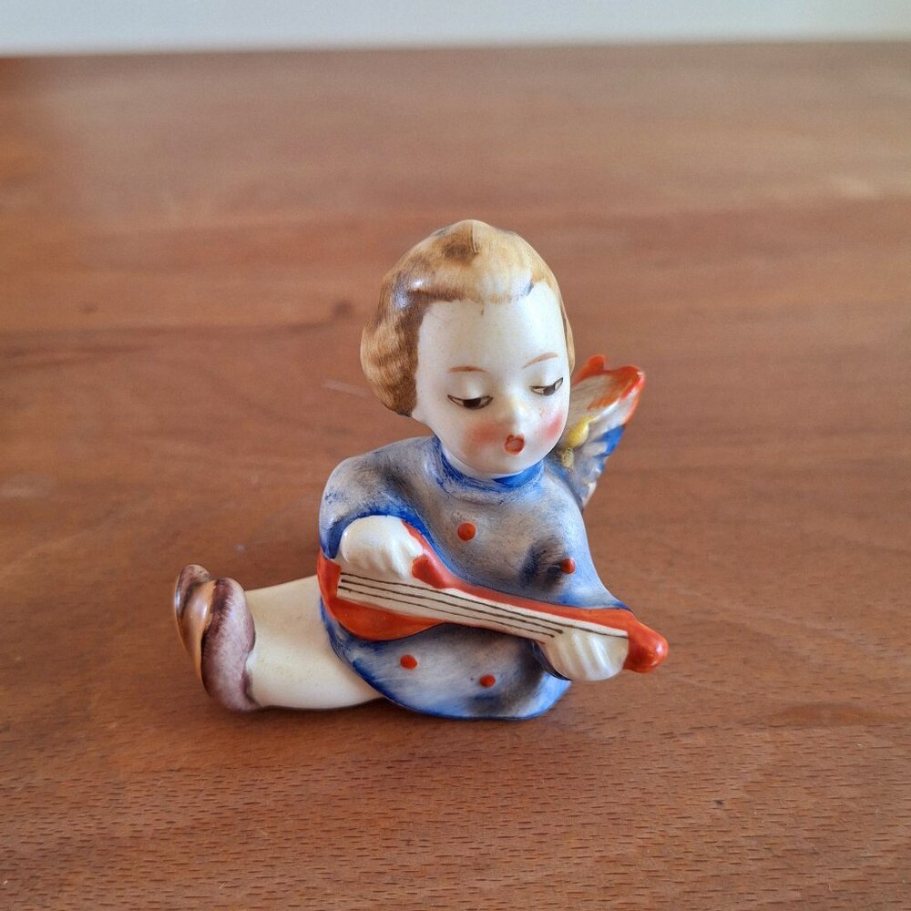 Hummel Figurine Angel  Playing Guitar - Candle Holder - Germany